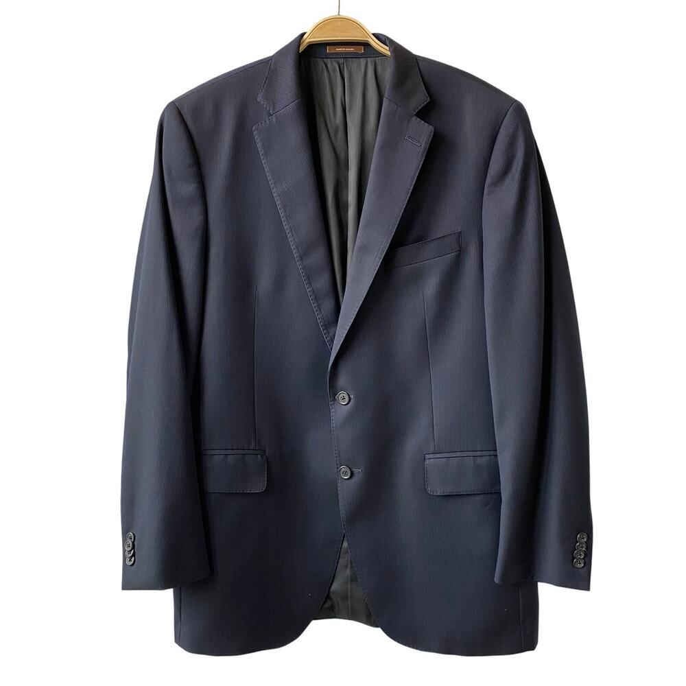 Vintage Peter Millar Pinstripe Wool Blazer Sport Coat Men 42T Navy Jacket Preppy